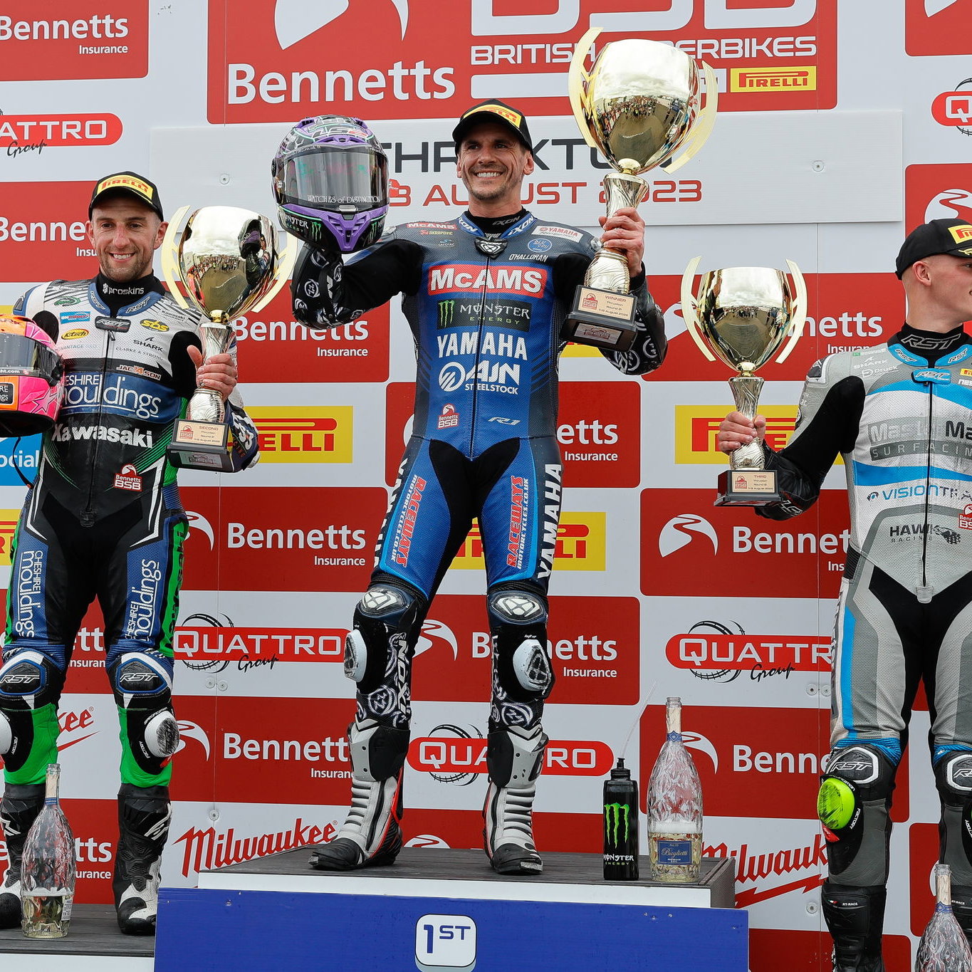 Thruxton, 2023, O'halloran , Podium, Race three, BSB, British Superbikes, Jackson, Nesbittt